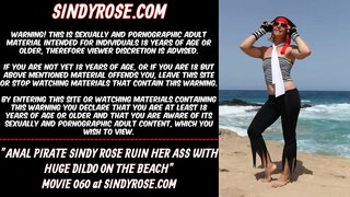 Anal Pirate Sindy Rose Ruin Her Ass With A Huge Black Dildo On The Beach